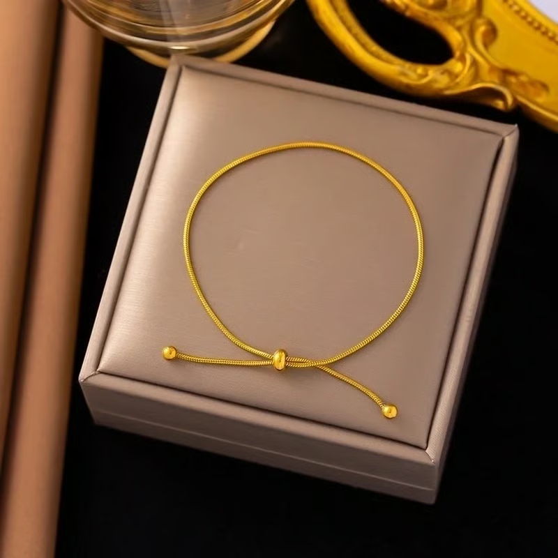 504 / Edelstahl Zugarmband dezent und edel goldfarbig