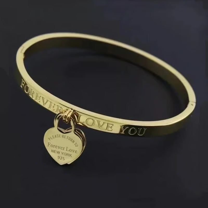 218 / Edelstahl Armspange goldfarbig Forever Love you