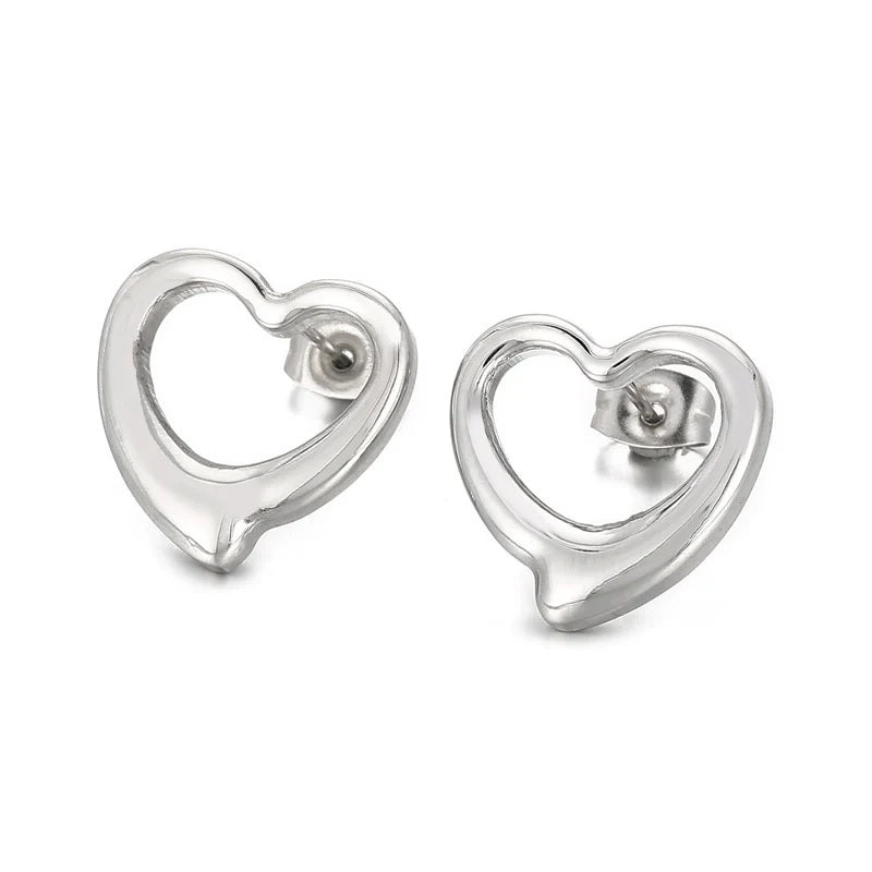 10 / Edelstahl Ohrstecker Herz silber- oder goldfarbig