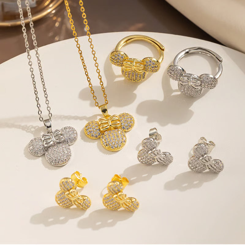 155 Edelstahl Schmuckset 3-teilig Glitzermausset