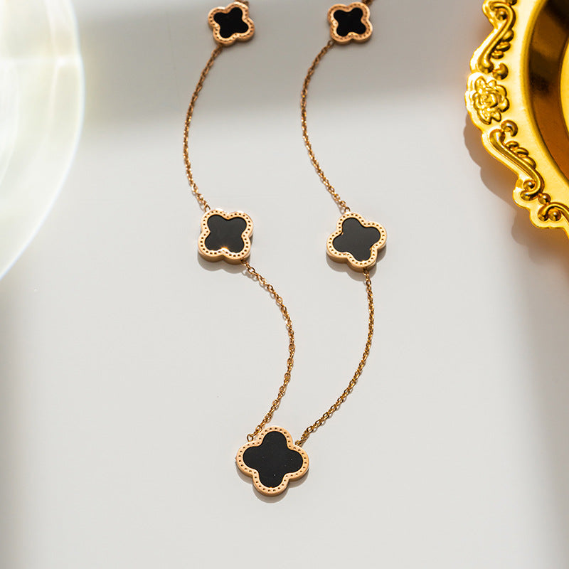 14 / Edelstahl Halskette Fashion Style goldfarbig Flower