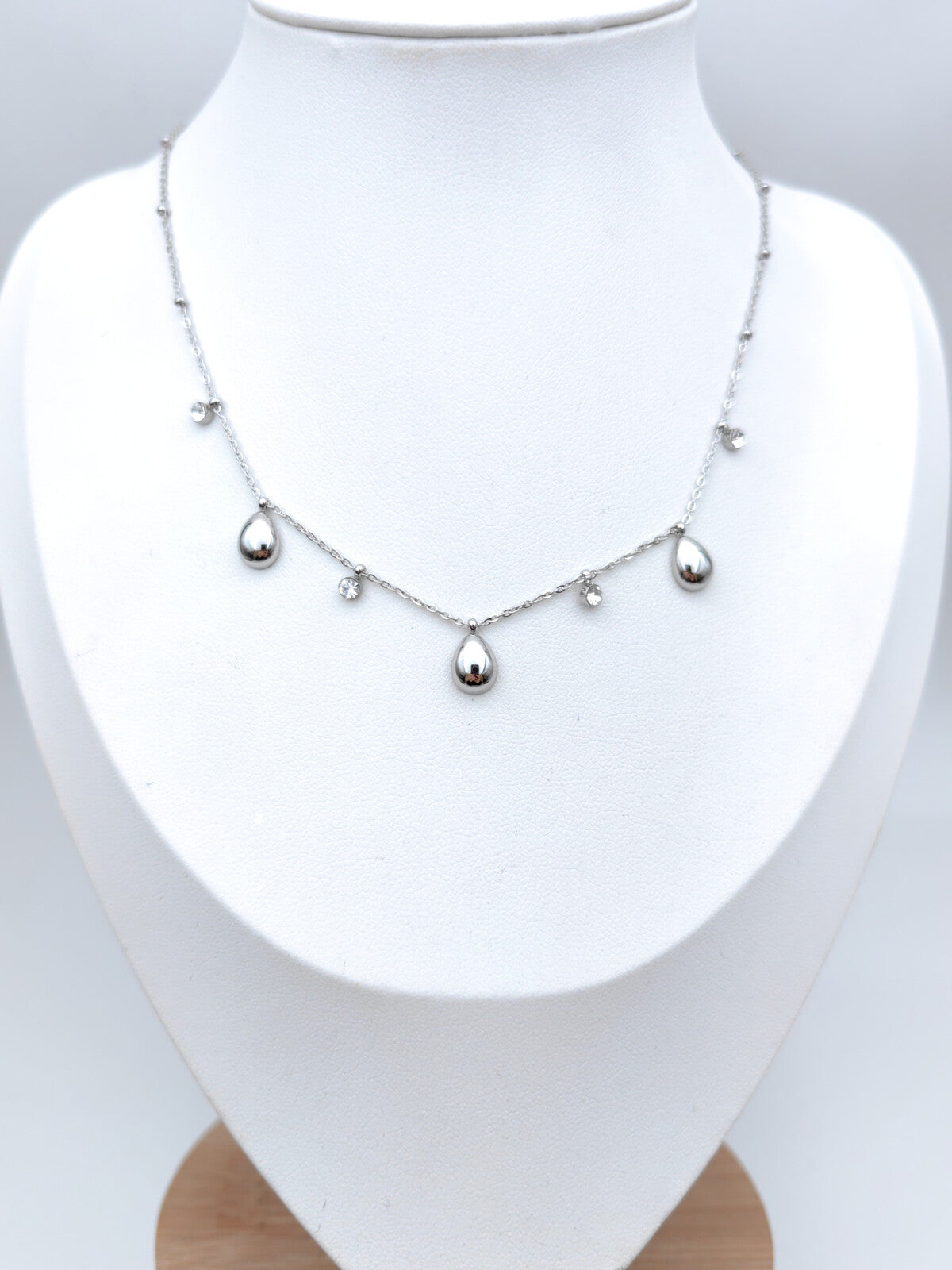 12 / Edelstahl Halskette Tropfen Style silber- oder goldfarbig