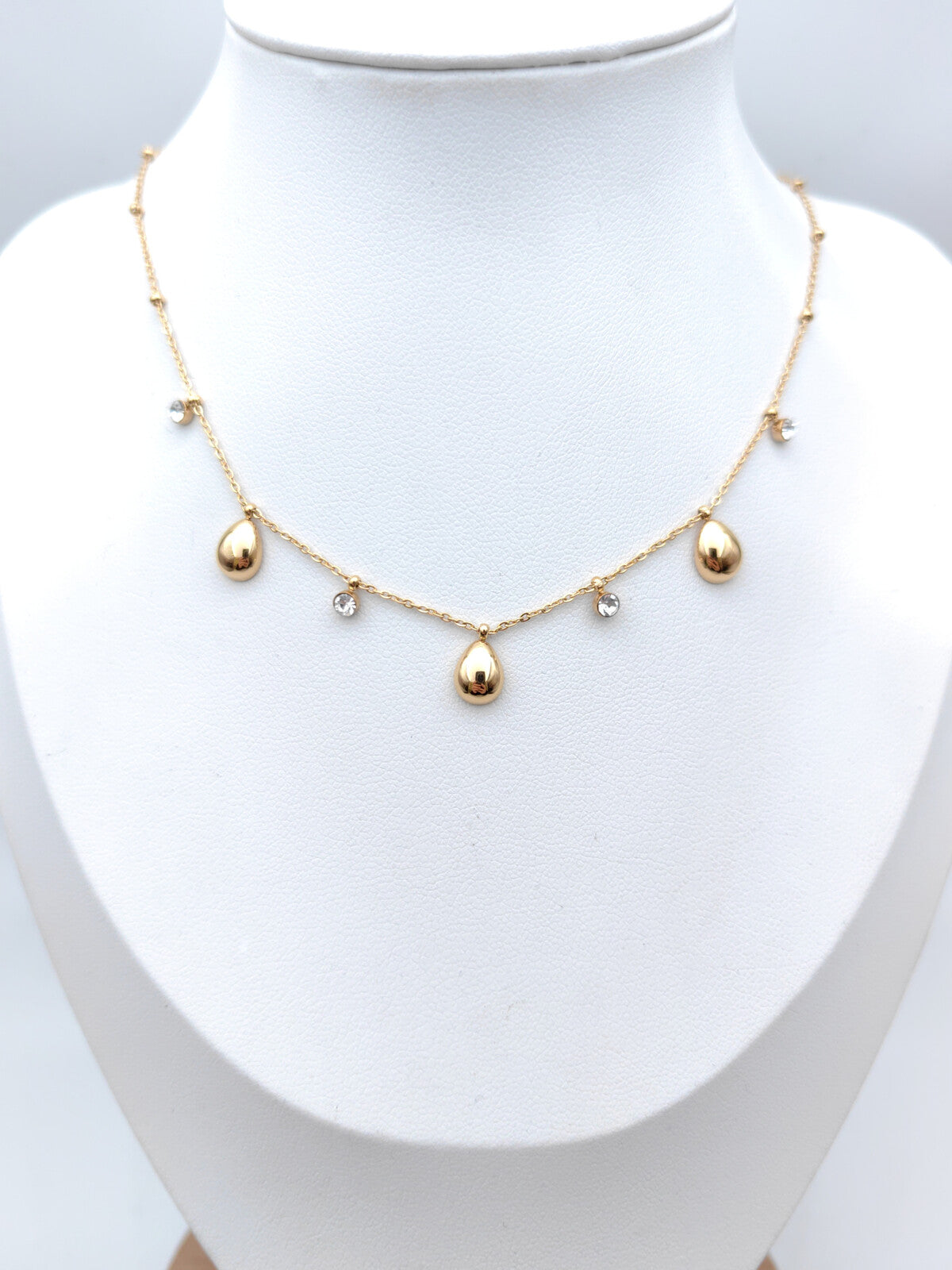 12 / Edelstahl Halskette Tropfen Style silber- oder goldfarbig
