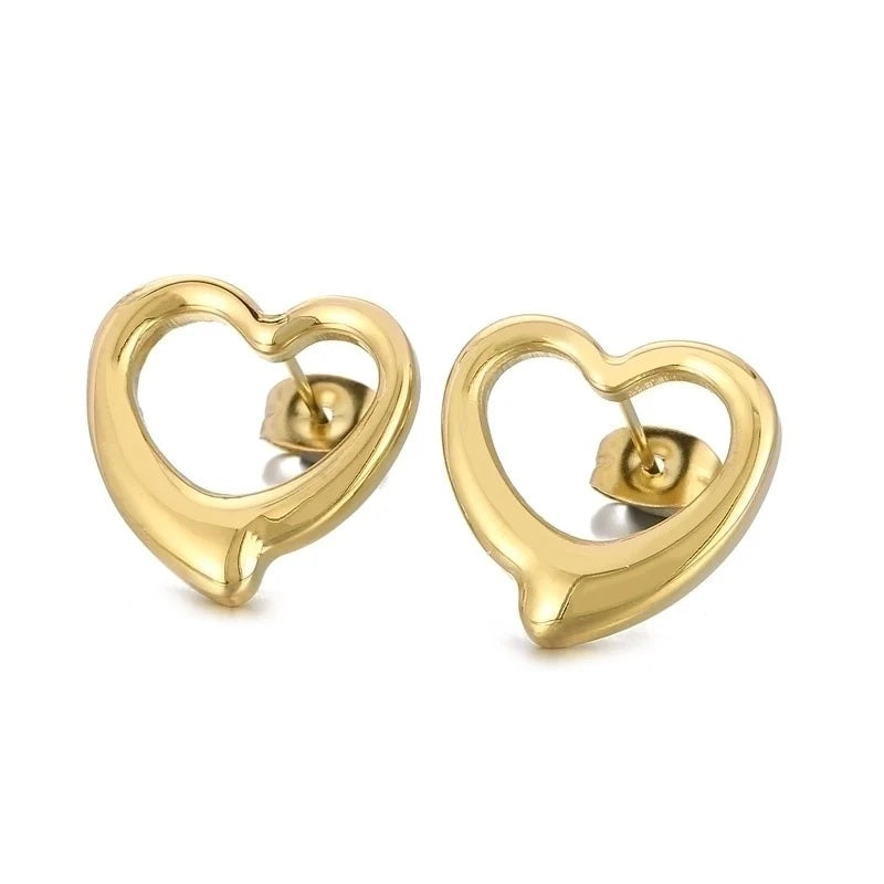 10 / Edelstahl Ohrstecker Herz silber- oder goldfarbig