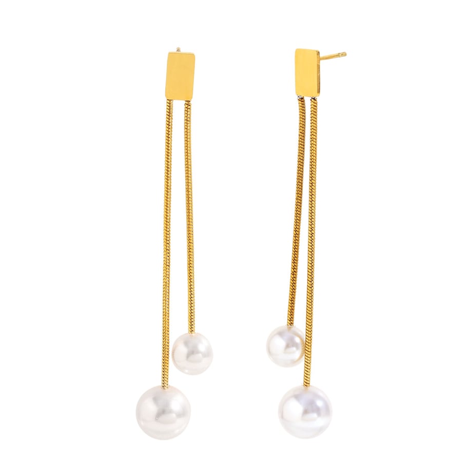 48 / Edelstahl Ohrstecker goldfarbig dezent mit Perlen