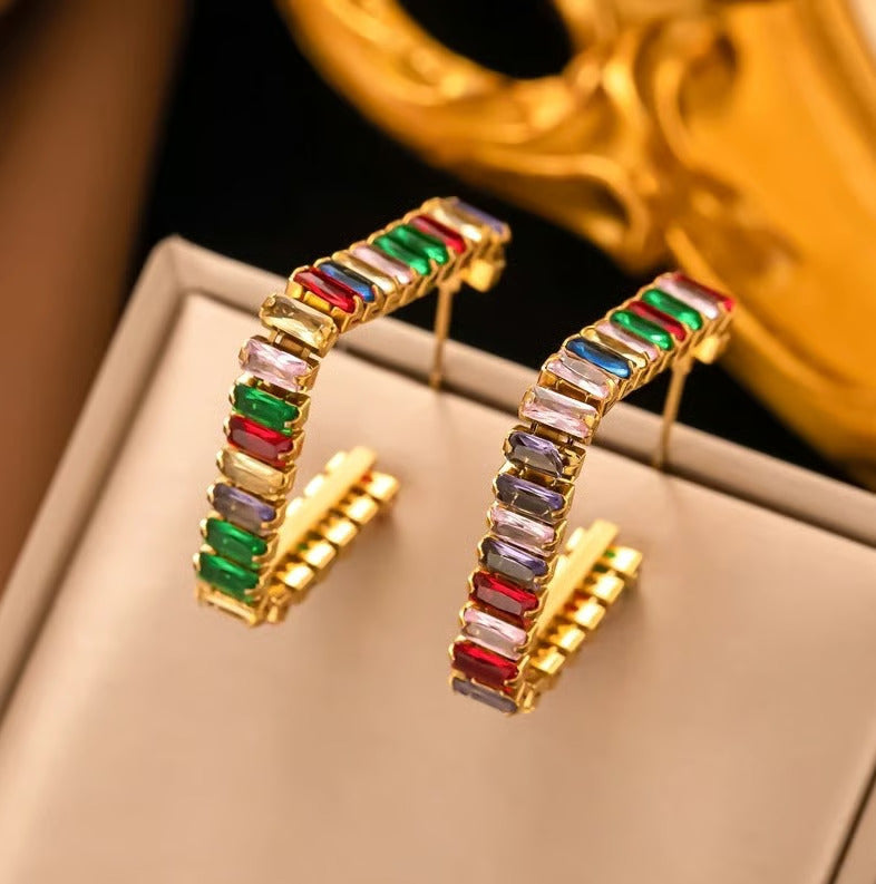 523 / Ohrstecker goldfarbig Multicolor Creolen