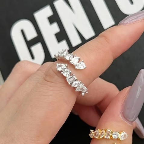 217 / 925er Sterling Silber Ring größenverstellbar mit vielen Zirkonia Steinen