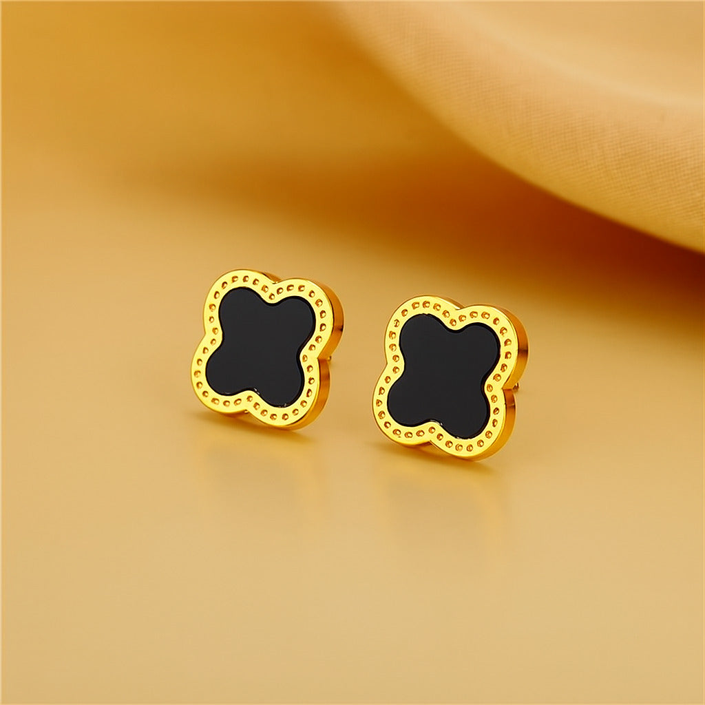 552 / Edelstahl Ohrstecker Clover Style goldfarbig
