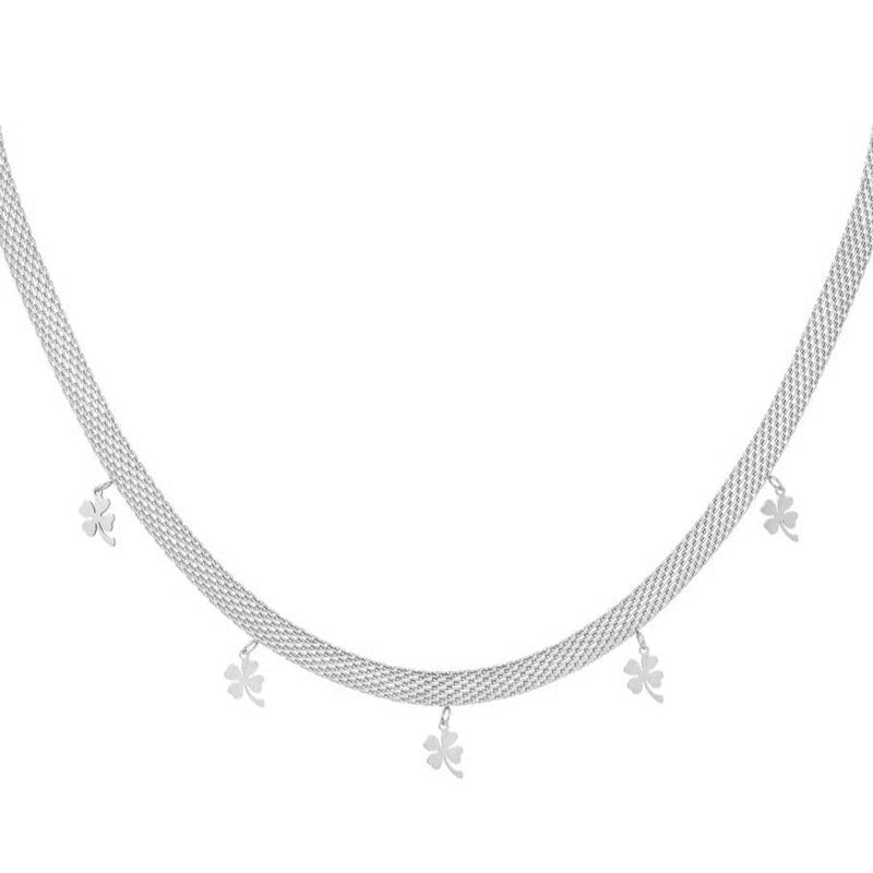 168 Edelstahl halskette silber- oder goldfarbick Schlangenkette mit Kleeblatt Trend