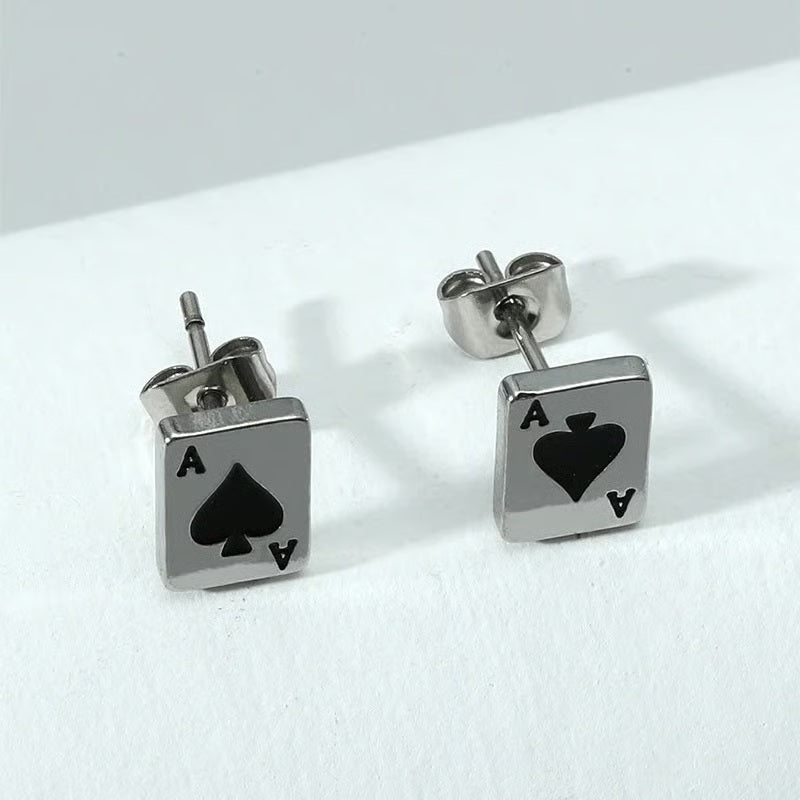 536 / Edelstahl Ohrstecker little pik ass silberfarbig