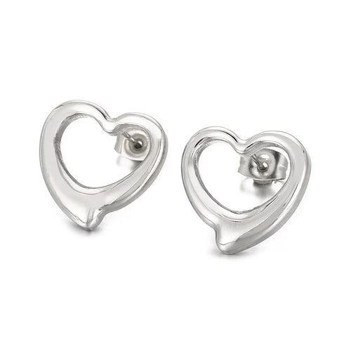 10 / Edelstahl Ohrstecker Herz silber- oder goldfarbig