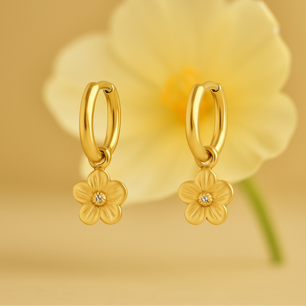 59 / Edelstahl Ohrstecker goldfarbig Flowerlook summer