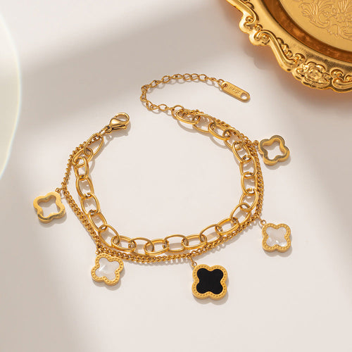 13 / Edelstahl Armband Glam-Style Flower goldfarbig